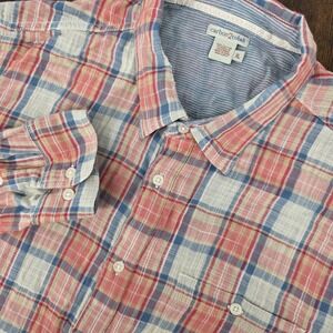 Carbon‎ 2 Cobalt Long Sleeve Button Up Plaid Red Blue Ivory Men's XL Lightweight